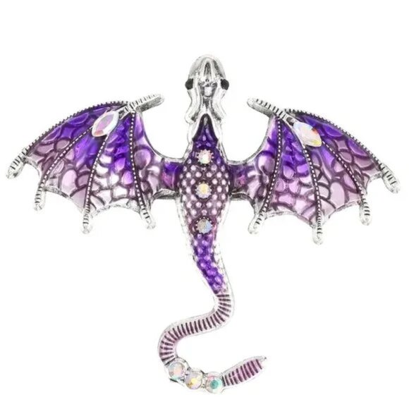 DRAGON BROOCH in Marigold OR Violet - Picture 2 of 2